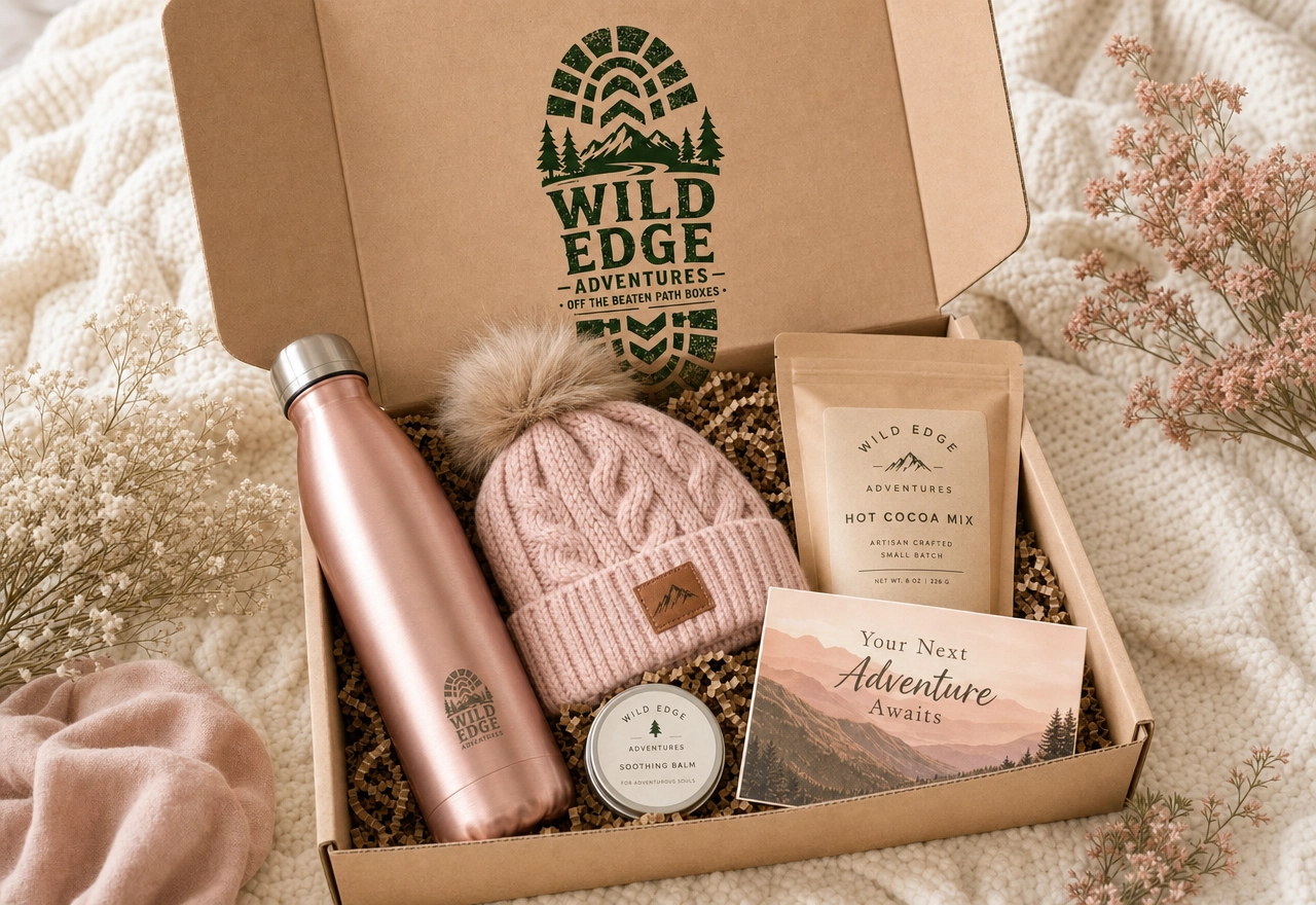 Open Off the Beaten Path subscription box by Wild Edge Adventures filled with curated outdoor gear